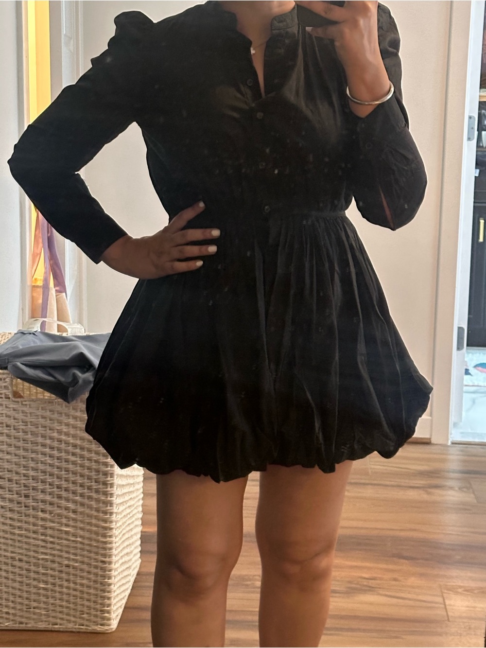 Zara black bubble mini dress